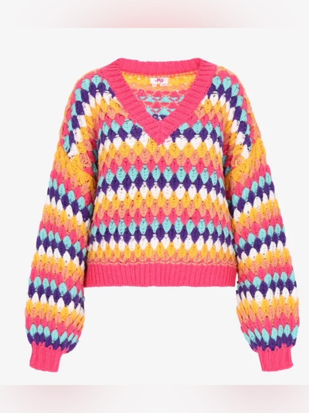 NWT Hers & Mine Multi-Color Scalloped Ripple Knit Sweater